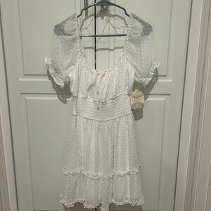 Altar'd State White Puff Sleeve Dress (S)
